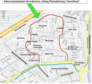 plattgrond noorderhout met pijl